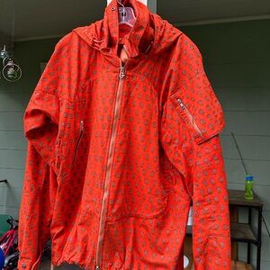 Story MFG Size Large hooded zip jacket flower print Gentle Fullness